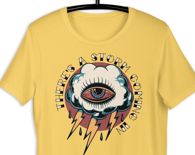 There's A Storm Coming In Men's Premium Graphic T Shirt | Bella + Canvas Yellow Unisex Fashion