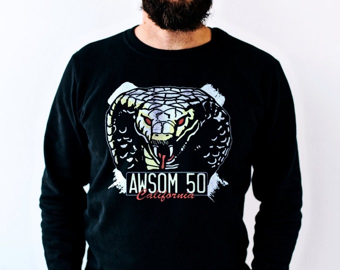 Awsom 50 Men's/Unisex Black Cobra Fleece / Cotton Pullover Sweatshirt