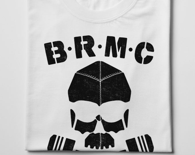 BRMC Skull Men's T Shirt (The Wild One) Men's/Unisex White Biker Graphic T Shirt