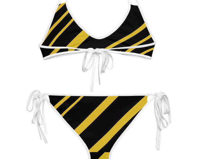 Women's Black N' Yellow 'Hazard' Bikini | Double Sided Ladies Summer Swimwear