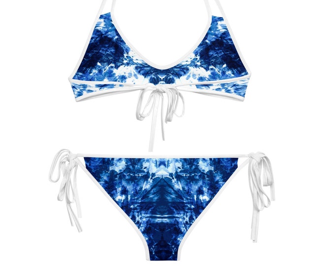 Women's Blue Tie Dye Bikini | Double Sided Ladies Summer Swimwear