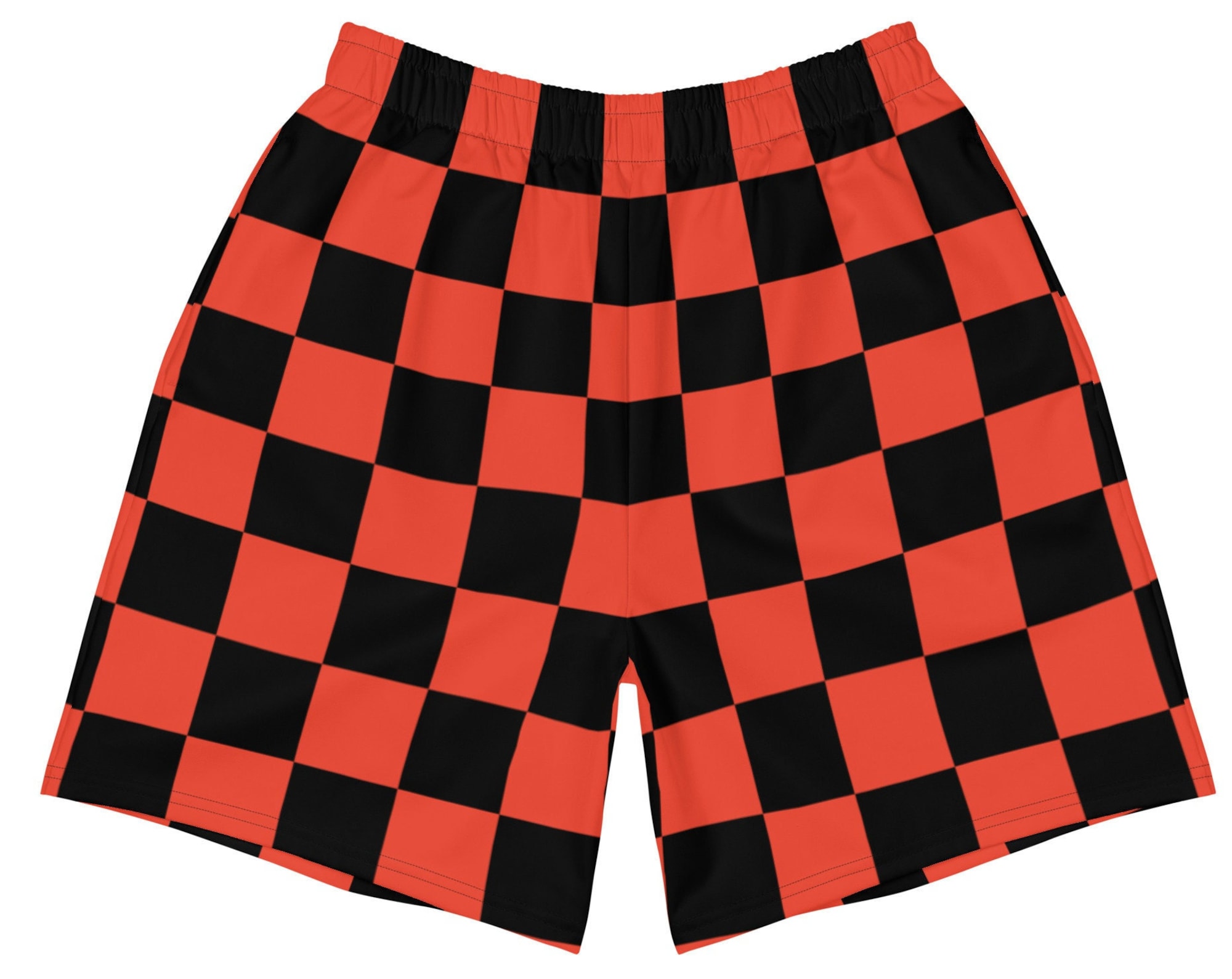 Men's Orange Checkerboard Shorts