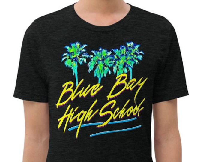 Blue Bay High School Charcoal-Black Vintage Style Graphic T Shirt - Unisex Tri-Blend T-Shirt | Bella + Canvas | 90's Theme Tee