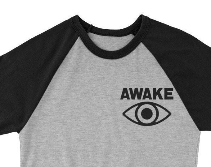 Awake 3/4 Sleeve Unisex Baseball Graphic T Shirt