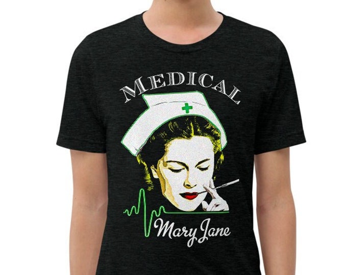 Nurse Mary Jane Charcoal-Black Vintage Style Graphic T Shirt - Unisex Tri-Blend T-Shirt | Bella + Canvas |