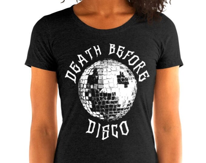 Death Before Disco Charcoal Vintage Style Graphic T Shirt - Tri-Blend T-Shirt | Bella + Canvas |