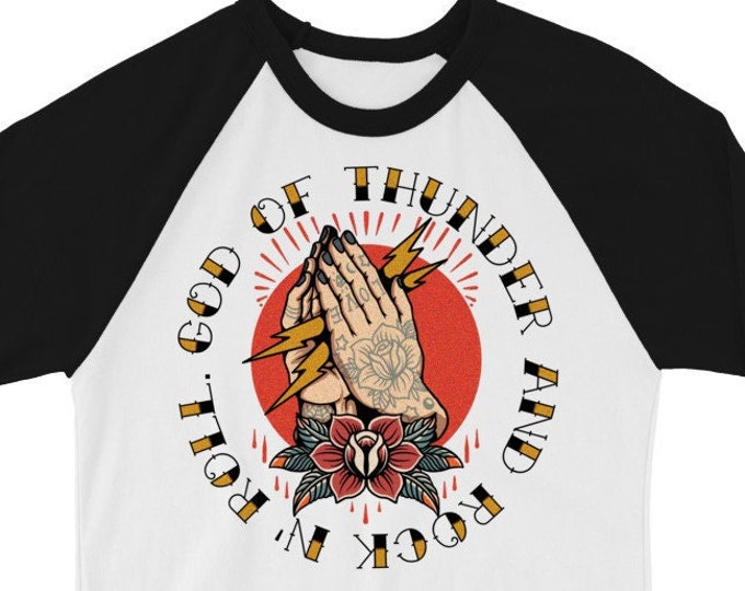 God Of Thunder & Rock N' Roll 3/4 Sleeve Unisex Baseball Graphic T Shirt