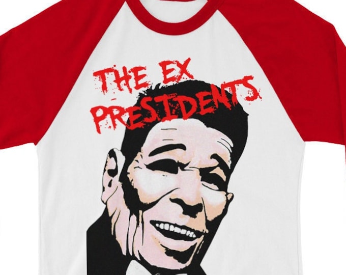 Ex Presidents 3/4 Sleeve Unisex Baseball Graphic T Shirt (Red/White)