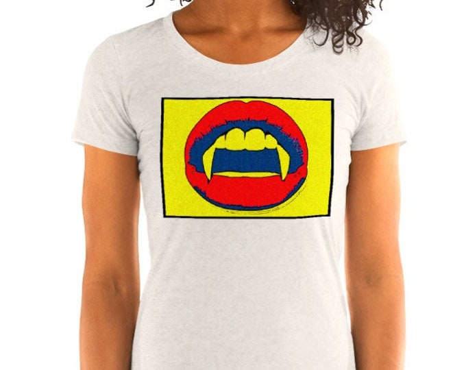 Vampire Fangs Vintage Style Graphic T Shirt - Tri-Blend T-Shirt | Bella + Canvas |