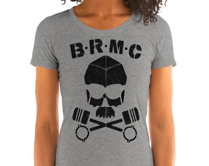Women's BRMC Skull Vintage Style Graphic T Shirt (The Wild One) Tri-Blend Biker T-Shirt | Bella + Canvas |