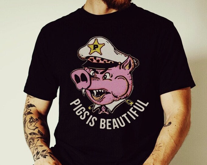 Pigs is Beautiful Men's/Unisex Black Graphic T Shirt | Super Soft Men's Tee