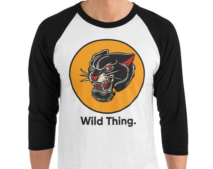 Wild Thing 3/4 Sleeve Unisex Baseball Graphic T Shirt