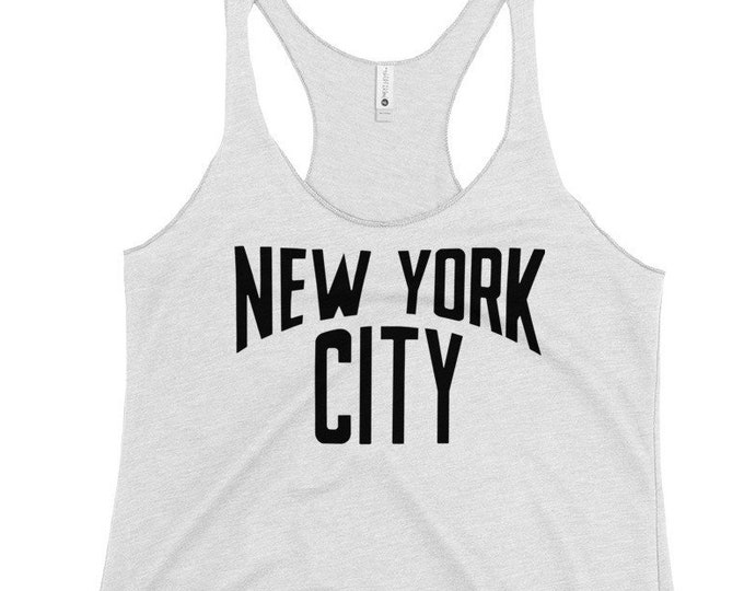 New York City Heather White Racerback Tri Blend Tank Top For Women