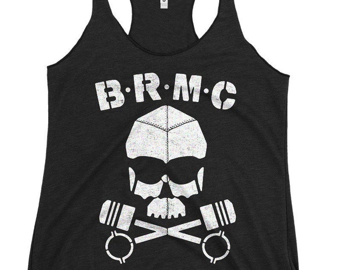 BRMC Skull (The Wild one) ‘Vintage Print' Black Racerback Tri Blend Tank Top For Women