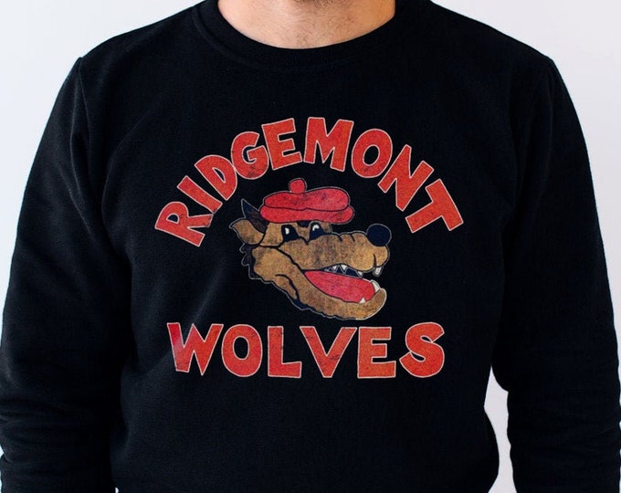 Ridgemont Wolves Men's/Unisex Black Fleece / Cotton Pullover Sweatshirt