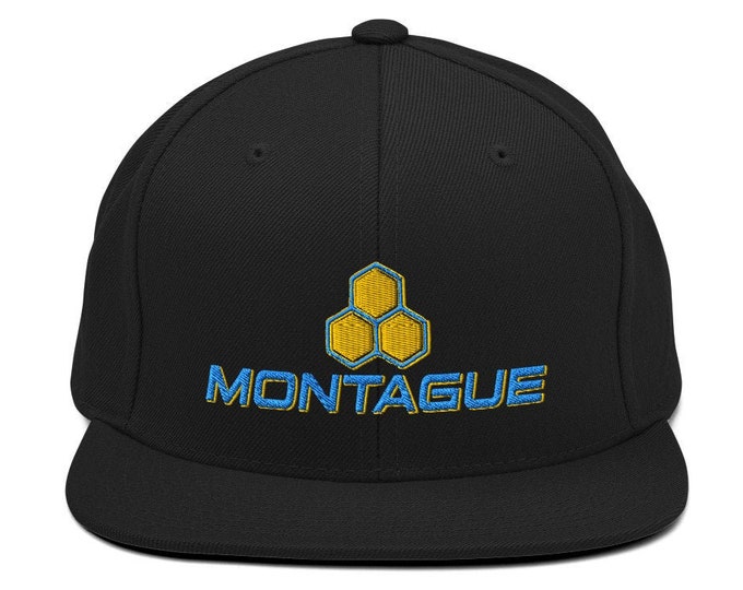 House of Montague Flat Bill Snapback Cap - Embroidered 6-Panel Structured Baseball Hat - Black Hat & Visor