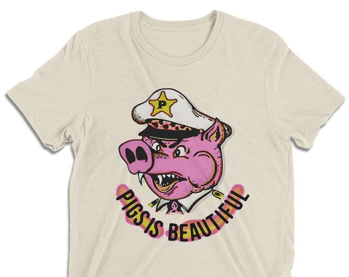 Pigs is Beautiful Vintage Style Graphic T Shirt - Unisex Tri-Blend T-Shirt | Bella + Canvas |