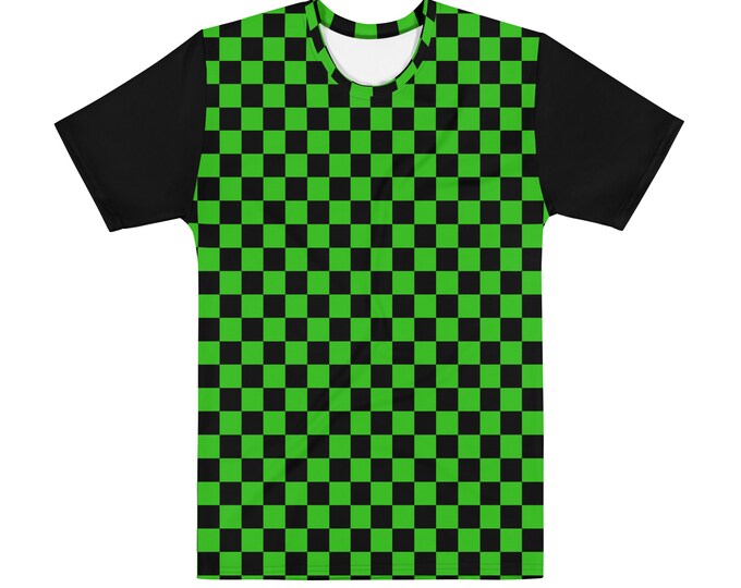 Green Checkerboard Men's/Unisex Full Print Premium Pattern T Shirt | Soft Men's Polyester Tee