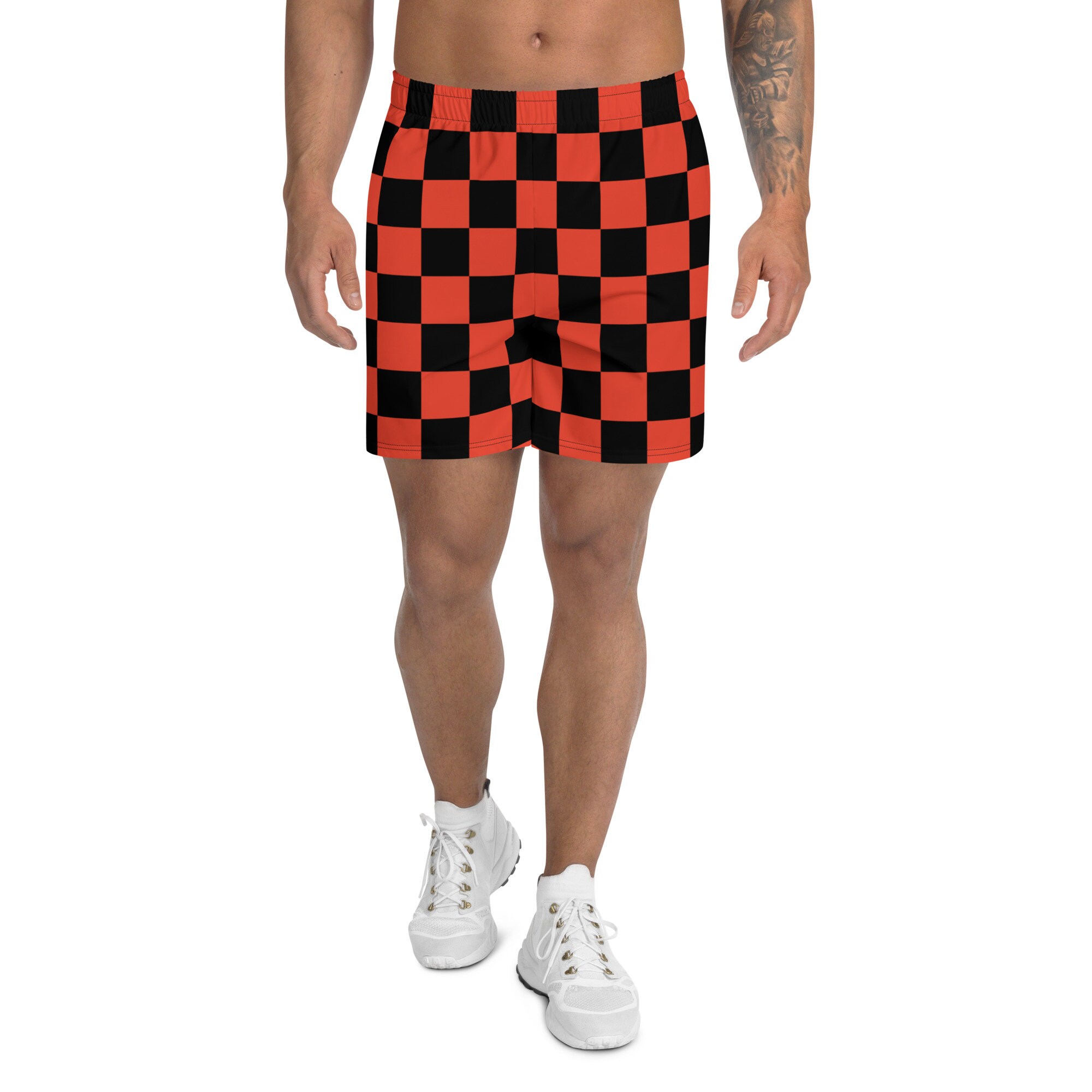 Men's Orange Checkerboard Shorts