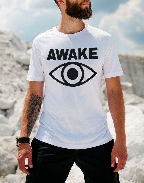Awake Men's White Graphic T Shirt Super 