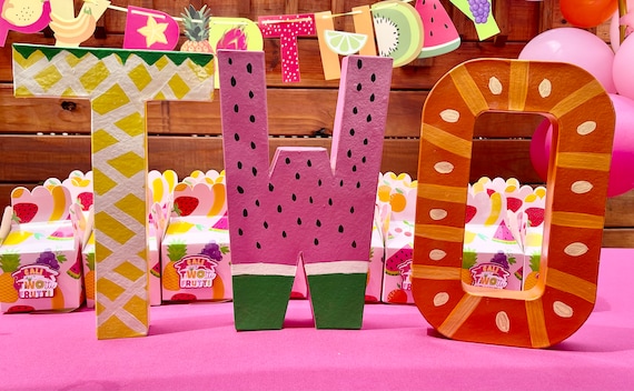 12 Inch TWO Tutti Fruitti Theme Letters / TWO Birthday Decor / Watermelon  Decor / Two Sweet / 12 Inch Paper Mache Letters / 