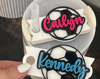 Stanley Name Plate / Stanley Cup Charm / Accessories / stainless steel tumbler / acrylic name / lid tag / soccer stanley / Soccer Name Plate