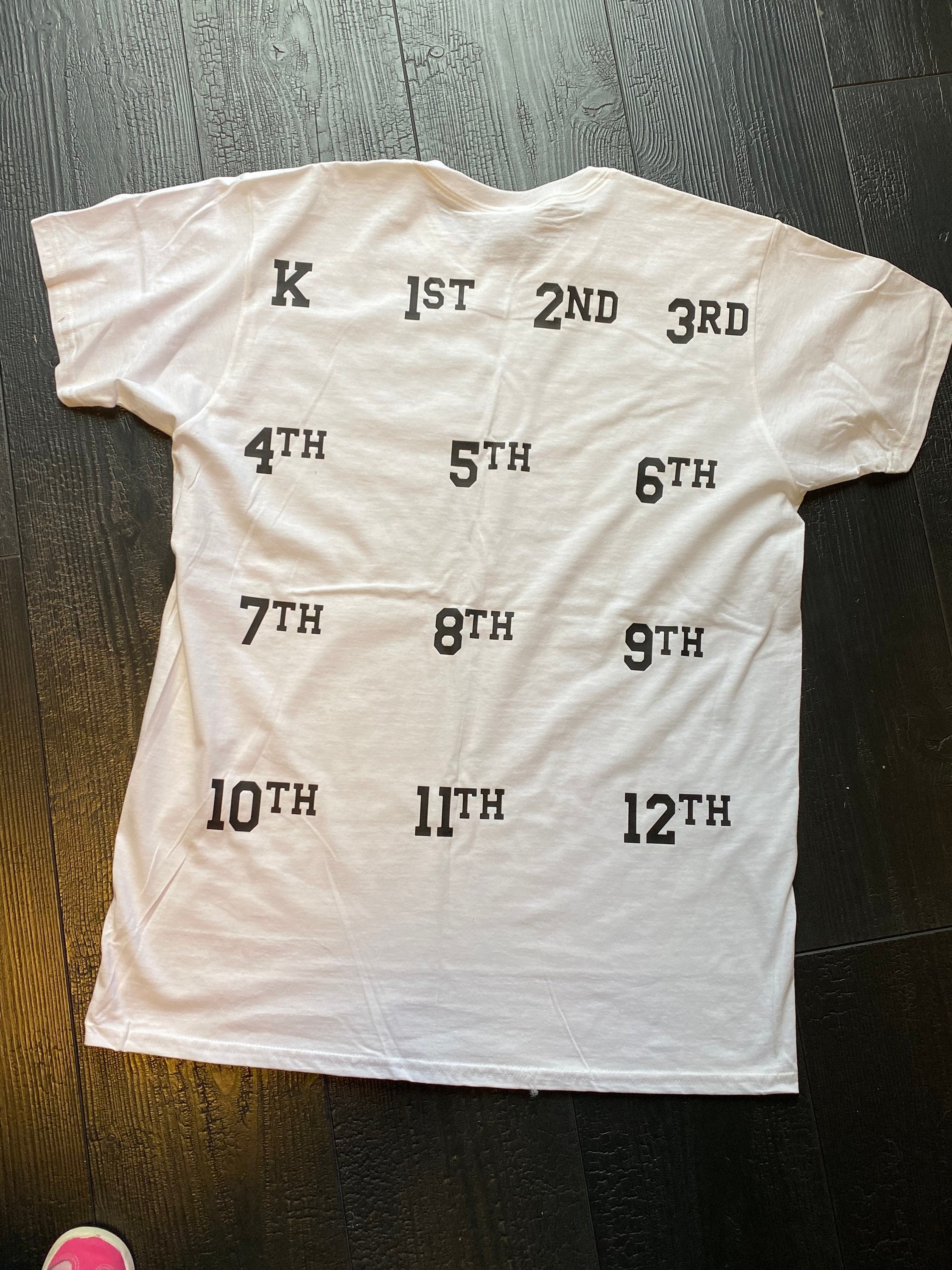 Kids K through 12 handprint shirt / School Shirt / Kindergarten / Pre K gift / Graduation / New School Shirt