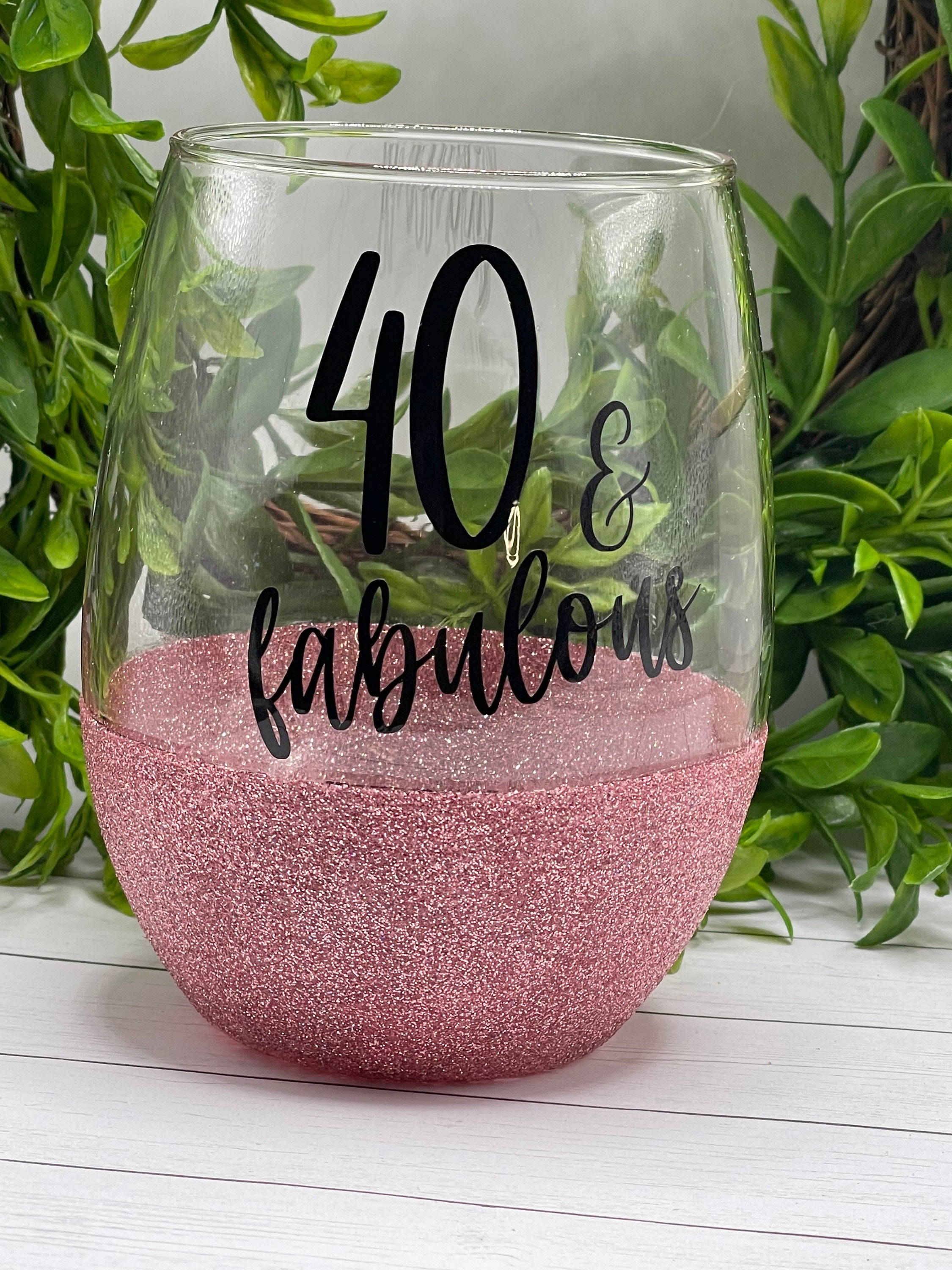 Monogrammed Stemless Wine Glass - Sprinkled With Pink