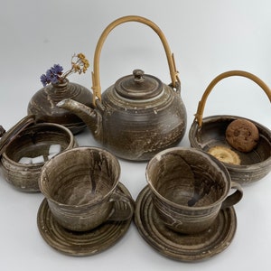 Vintage tea service handmade ceramic marked