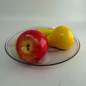 Vintage glass plate, Glaswerke Olbernau DDR, cake plate, fruit plate, graphic design