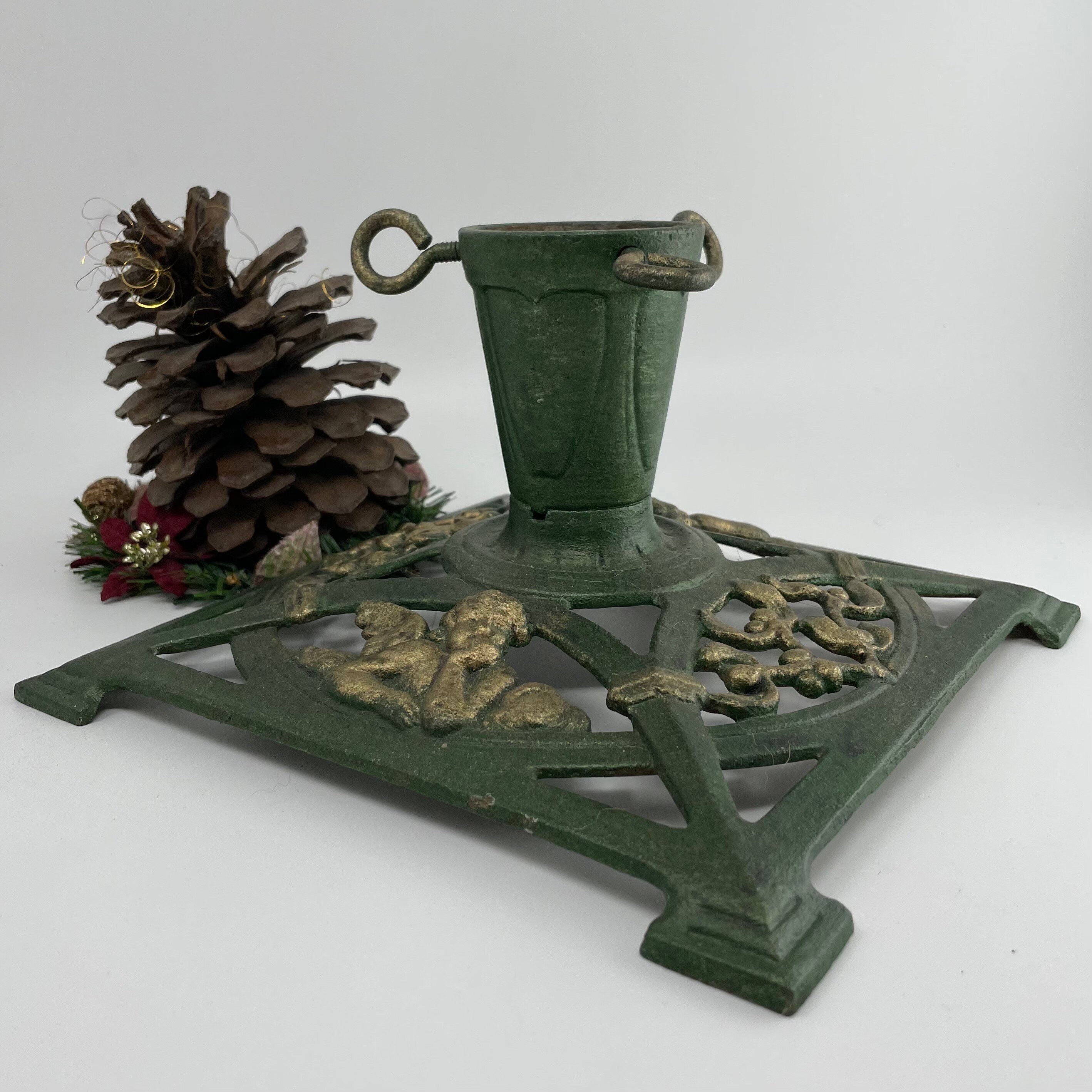 Cast iron christmas tree stand vintage Clearance