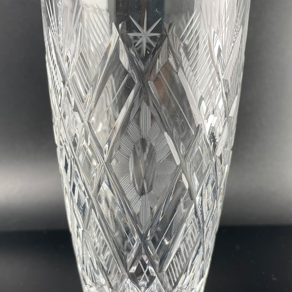 Old Pressed Lead Glass Vase Etsy