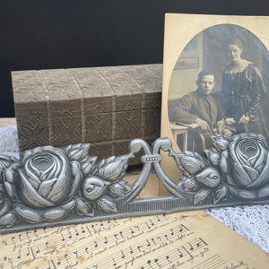 antique ornament Dresden cardboard, brocante, decoration, rose