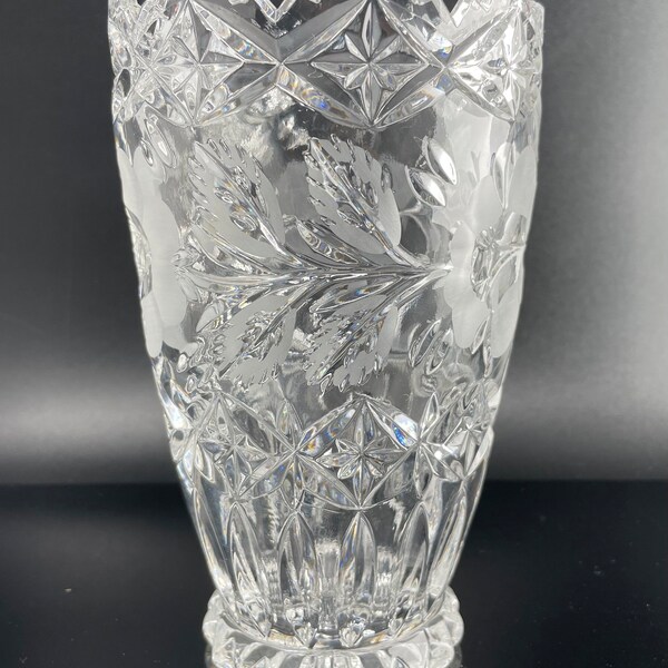 Old Pressed Lead Glass Vase Etsy