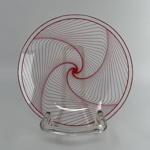 Small vintage glass plate, Glaswerke Olbernau DDR, cake plate, fruit plate, graphic design