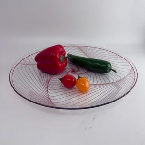 Vintage glass plate, Glaswerke Olbernau DDR, cake plate, fruit plate, graphic design
