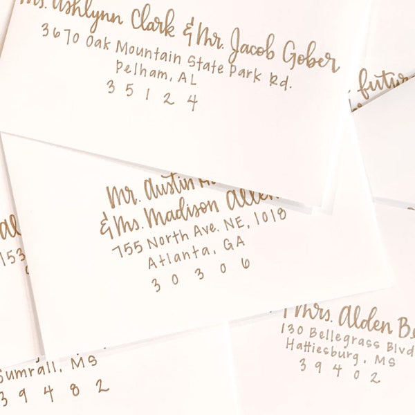 Calligraphy Envelope Addressing, hand-lettered envelopes for weddings, holidays, graduation, or any occasion