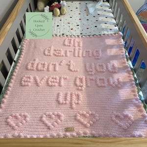 Oh Darling、ベビーブランケットかぎ針編みのパターン、PDF パターン、Oh Darling Don't You Ever Grow Up、パフ ステッチ パターン、ボブル ステッチ パターン。