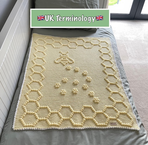 UK Honey ~ Bee ~ Licious Pattern | Crochet blanket pattern | Crochet blanket | Crochet bee pattern | Crochet bee blanket | Honey Beehive |