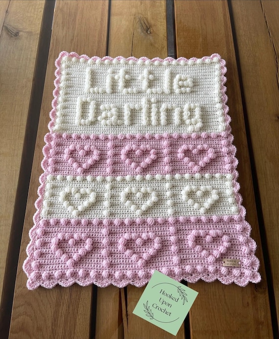 Bonnie Little Darling | Crochet blanket pattern | Heart blanket pattern | Puff stitch pattern | Bobble stitch pattern.