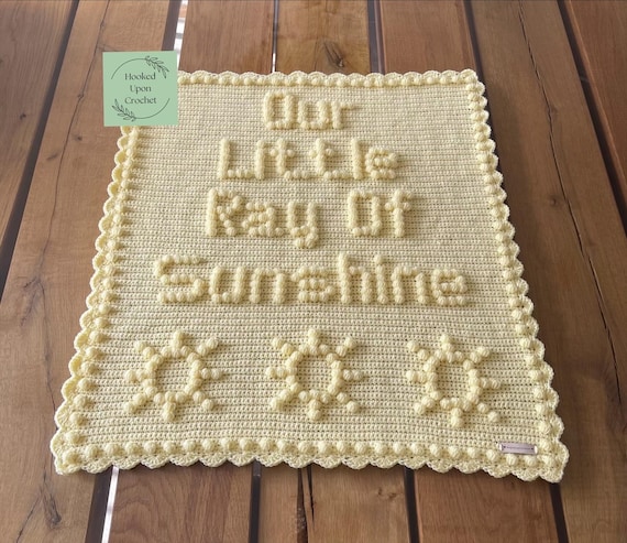 Our little ray of sunshine crochet blanket,crochet blanket pattern,crochet pdf pattern,puff stitch pattern,bobble stitch pattern.