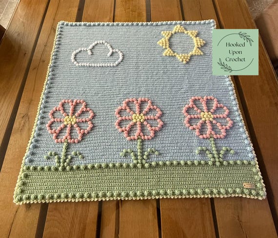 The Little Flower Garden Crochet Blanket Pattern | Flower blanket pattern | Child's crochet blanket pattern | Crochet Blanket |