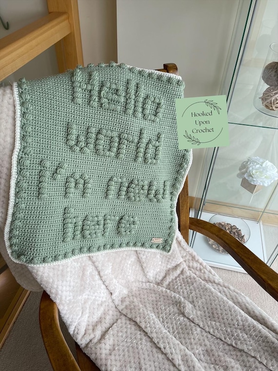 Hello World I'm new crochet pattern | Baby crochet pattern | puff stitch pattern | bobble stitch pattern.