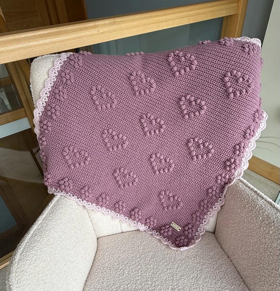 Uk Terminology Floral Hearts Crochet Blanket Pattern | Lace Border (PDF Pattern) Crochet Blanket Pattern | Bobble Blanket | Puff Blanket.