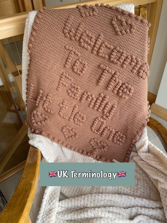 UK pdf pattern | Welcome to the family | Baby BLANKET CROCHET pattern | | puff stitch pattern | bobble stitch pattern.