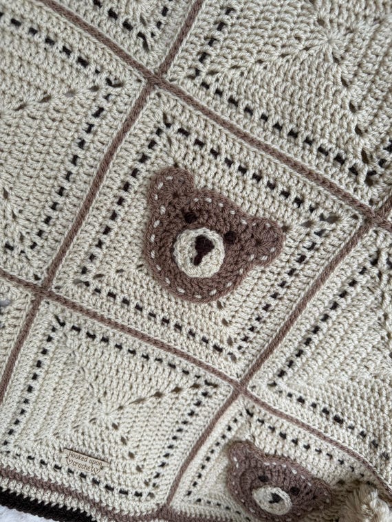 Patchwork Bear Crochet Blanket Pattern | UK Terminology, Seamless Squares, DK Acrylic Yarn
