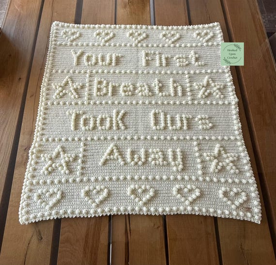Your First Breath Crochet Blanket Pattern | Crochet Blanket Pattern | Crochet Pattern | Bobble stitch pattern | Puff stitch Pattern.