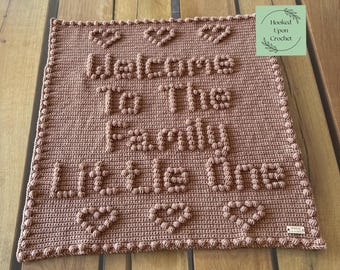 Welcome to the family Baby BLANKET CROCHET pattern PDF pattern  Welcome blanket pattern puff stitch pattern bobble stitch