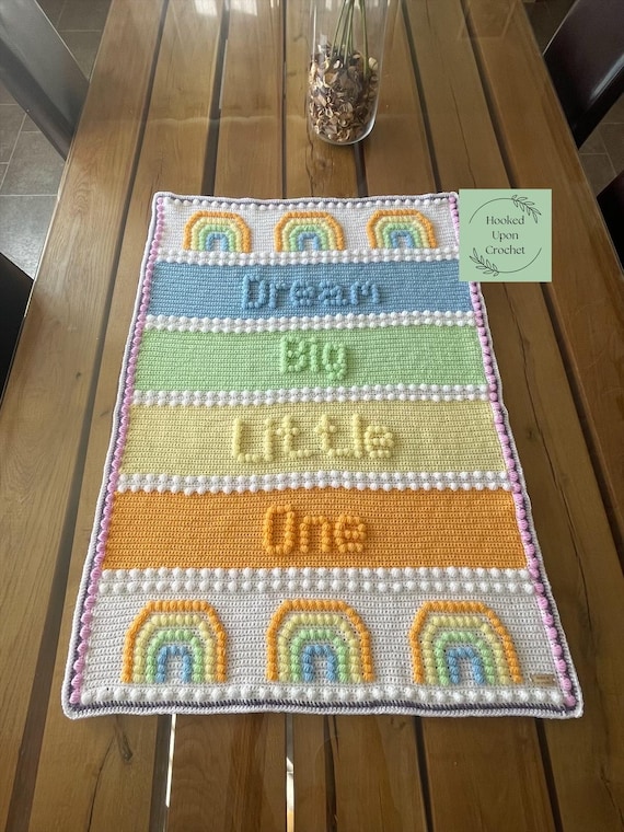 Rainbow dreams with rainbows crochet blanket pattern,pdf crochet pattern,crochet baby blanket,puff stitch pattern,bobble stitch p;pattern.