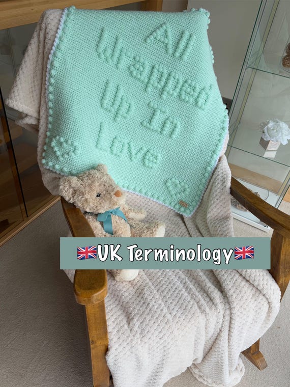 UK All wrapped up in love UK terminology crochet pattern | UK term pattern | Puff stitch pattern | Bobble stitch pattern | Crochet pattern.